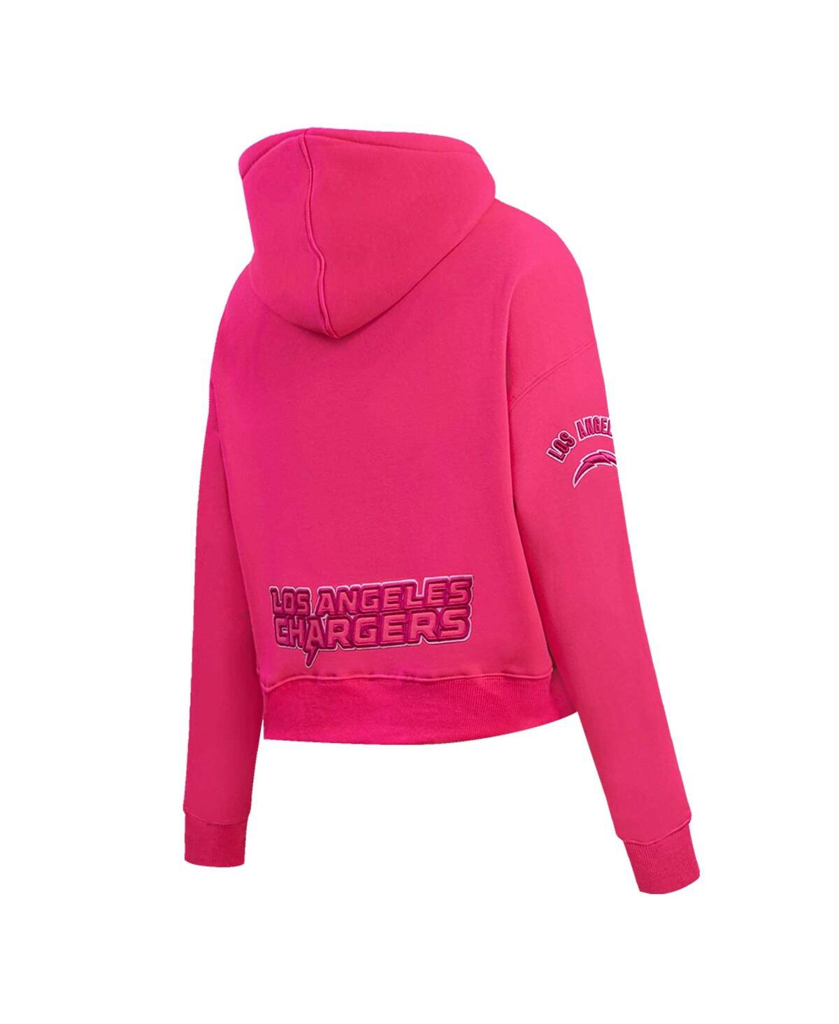 Shop Pro Standard Women's  Los Angeles Chargers Triple Pink Cropped Pullover Hoodie
