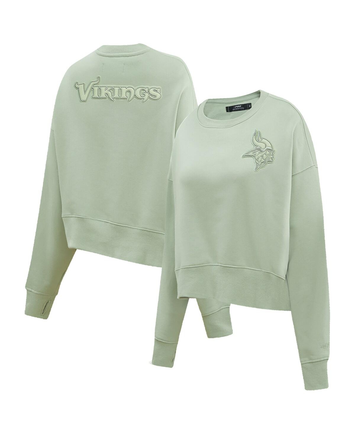 Shop Pro Standard Women's  Green Minnesota Vikings Neutral Pullover Sweatshirt