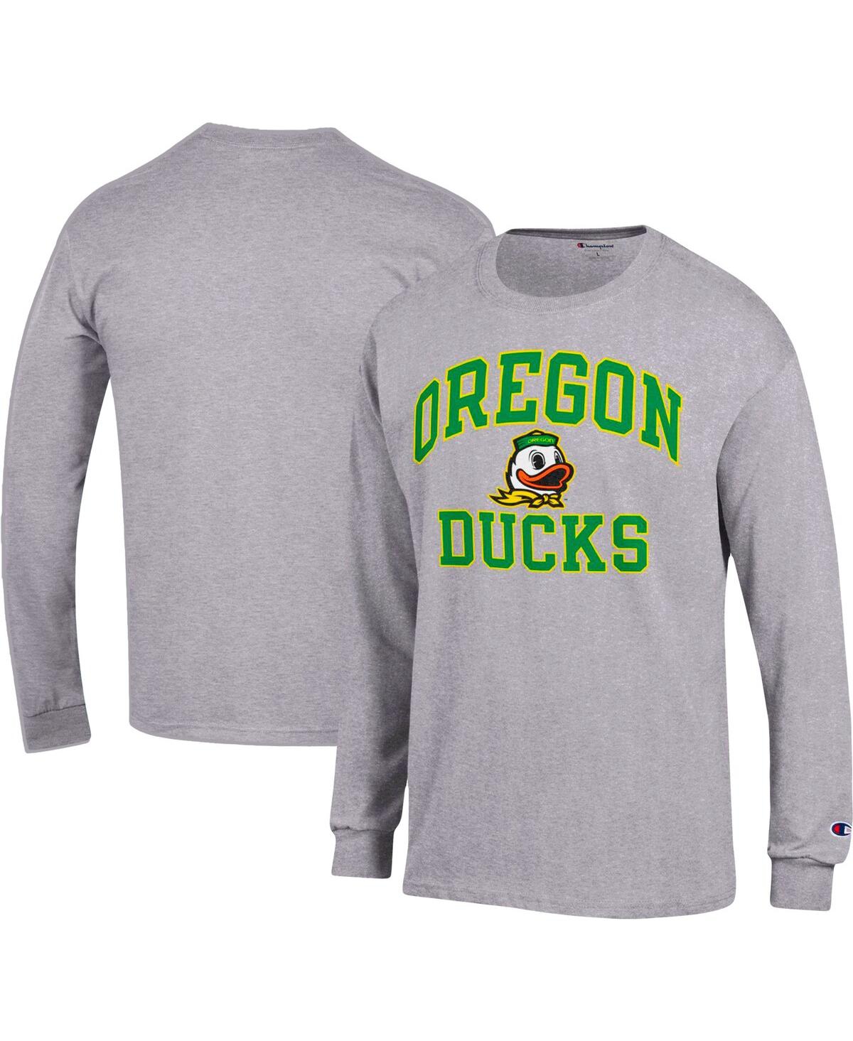 Shop Champion Men's  Heather Gray Oregon Ducks High Motor Long Sleeve T-shirt