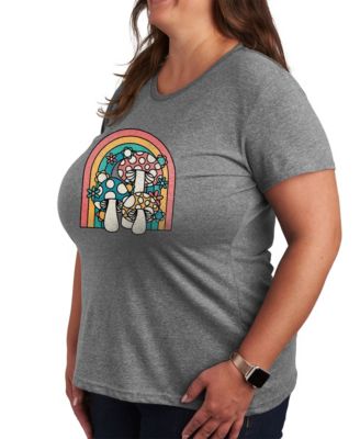 Trendy Plus Size Rainbow Mushroom Graphic T-shirt