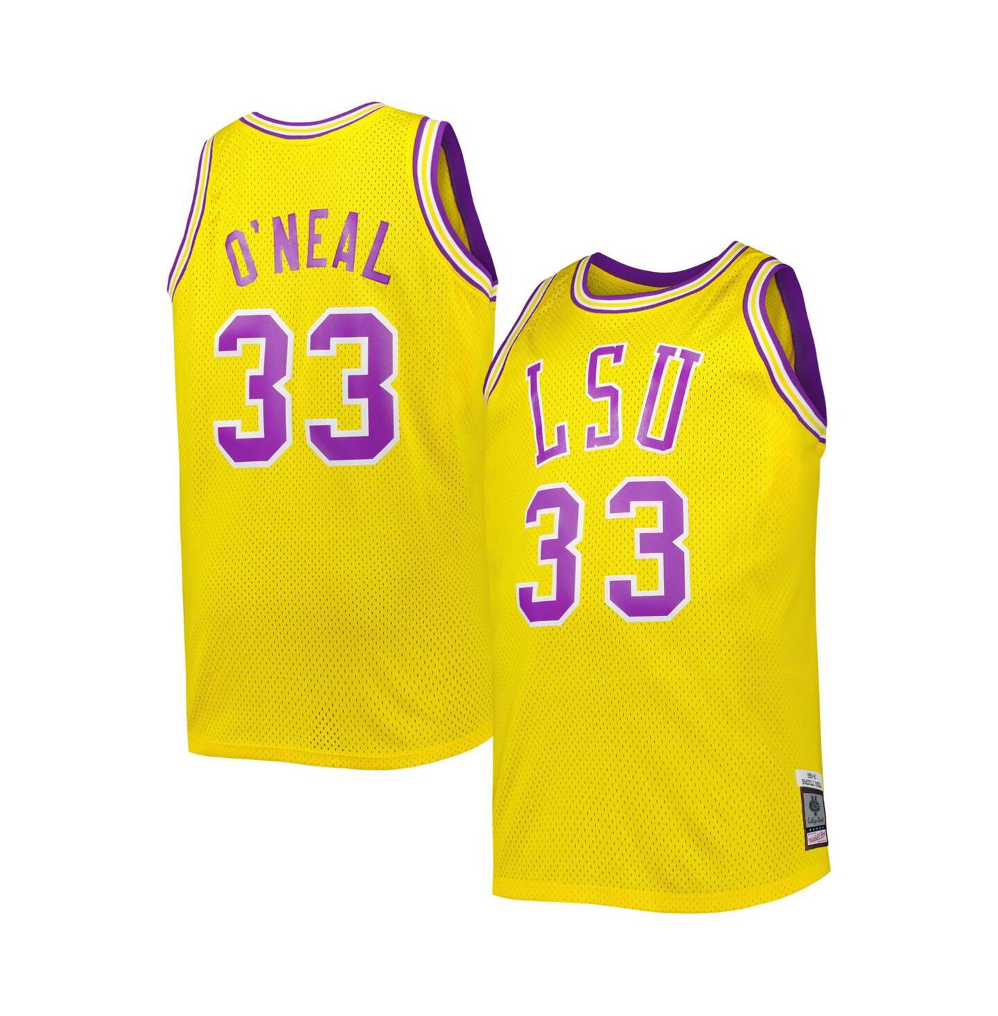 Мужской топ Mitchell & Ness 1990/91 Shaquille O'Neal Gold LSU Tigers Big and Tall Swingman Jersey — фото 1