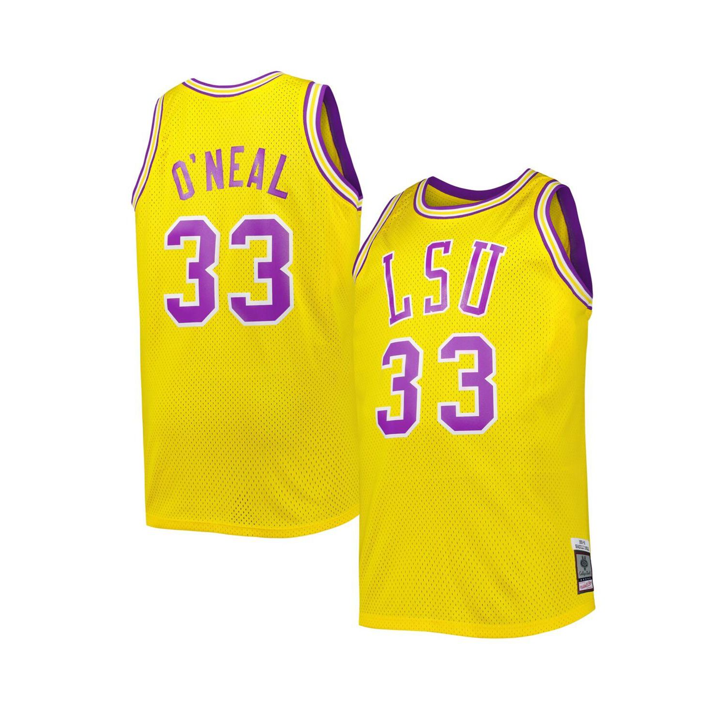 Men's 1990/91 Shaquille O'Neal Gold LSU Tigers Big and Tall Swingman Jersey