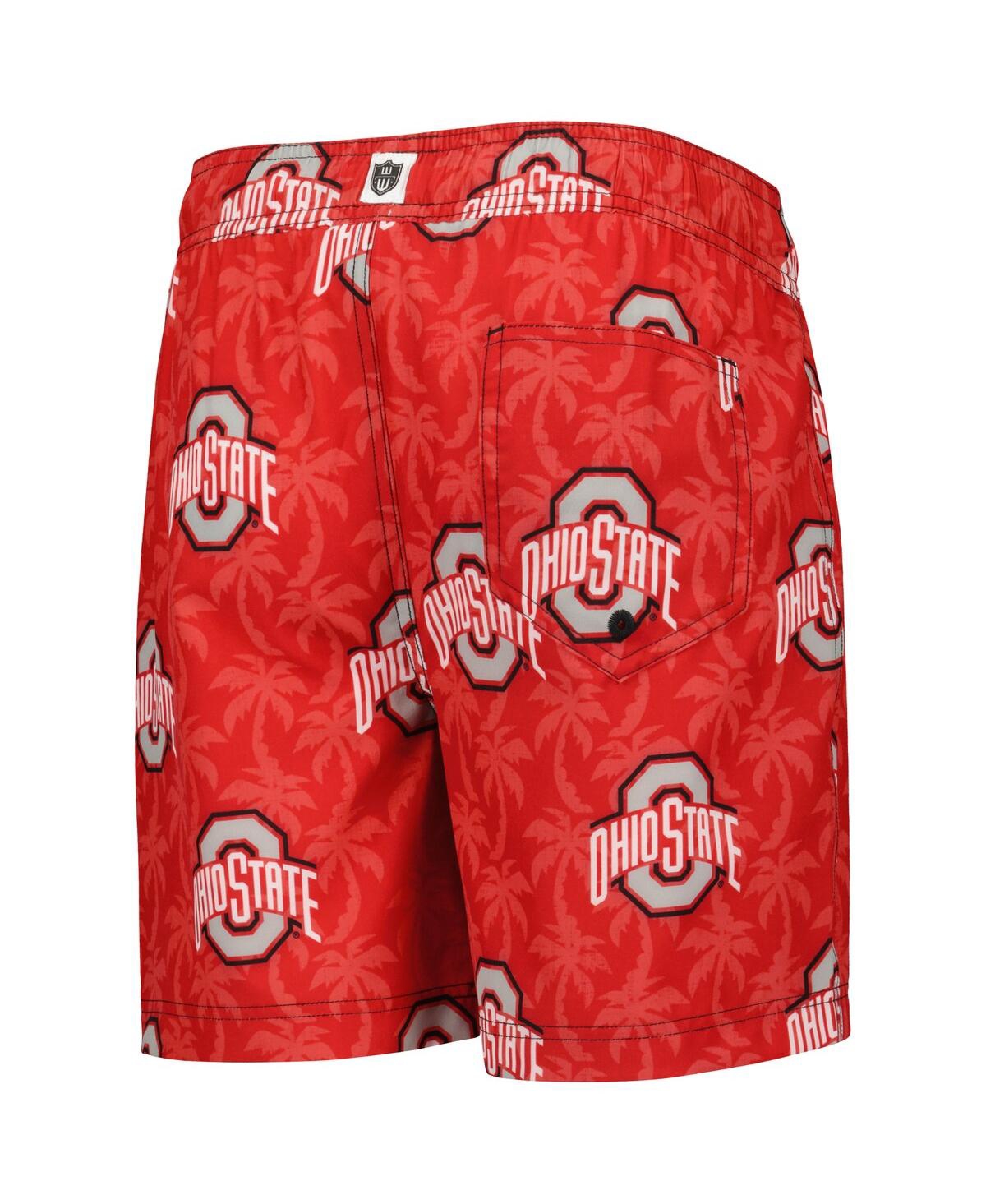 Shop Wes & Willy Big Boys  Scarlet Ohio State Buckeyes Palm Tree Swim Shorts