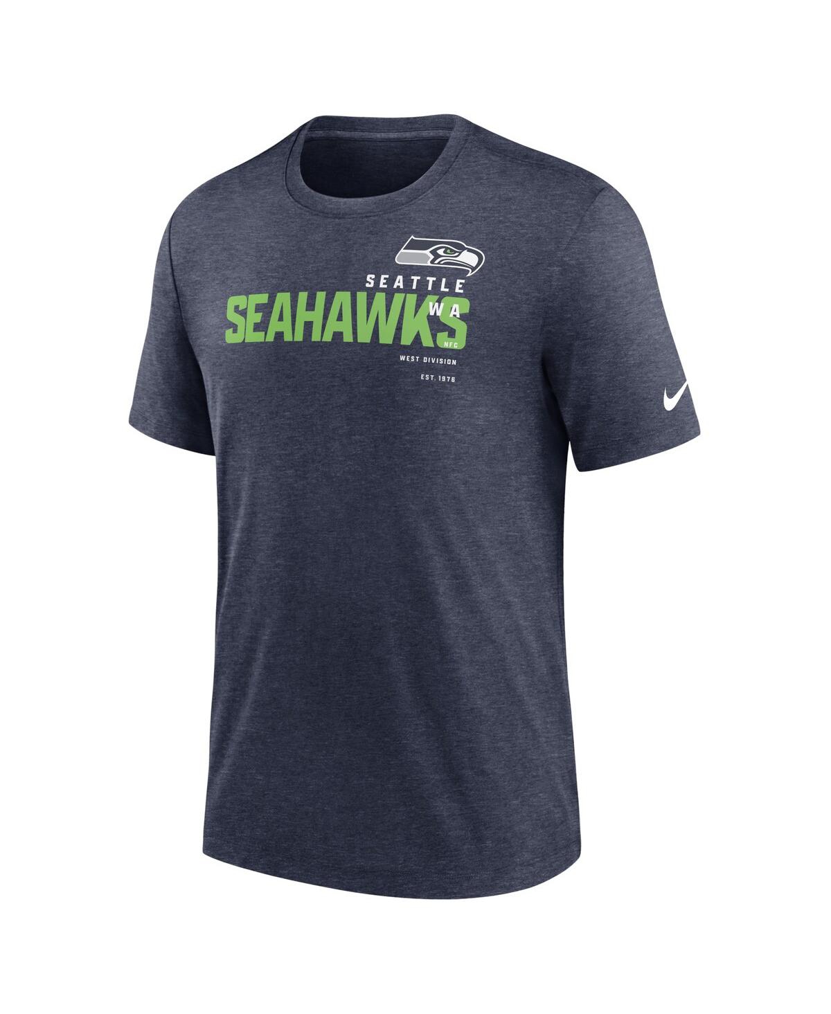 Shop Nike Men's  Heather Navy Seattle Seahawks Team Tri-blend T-shirt