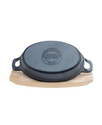 2 Piece Cast Iron Oval Sizzler Plate Set