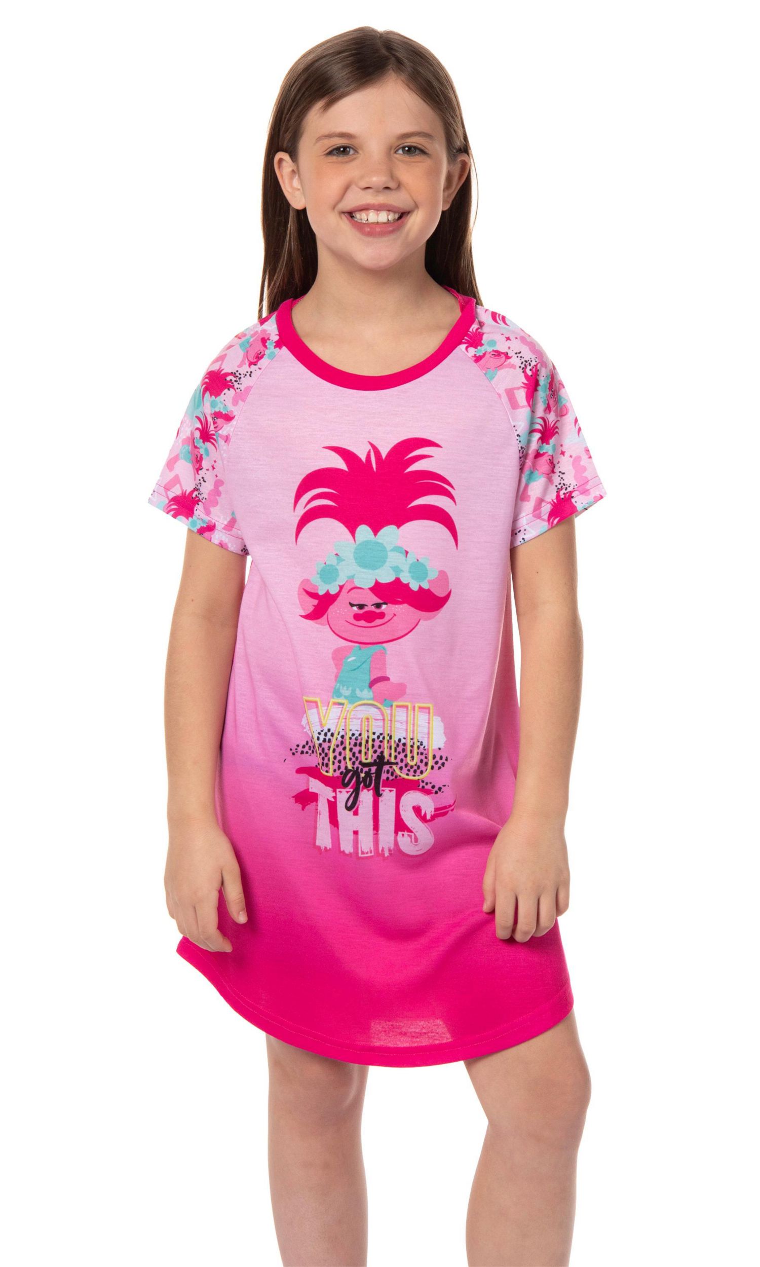 DreamWorks Girls' Nightgown You Got This Poppy Kids Short-Sleeve Pajama