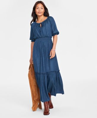 On 34th Women's Elbow-Sleeve Tiered Maxi Dress, Created for Macy's - Macy's