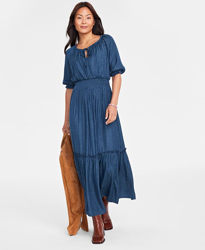 On 34th Women's Elbow-Sleeve Tiered Maxi Dress, Created for Macy's - Macy's