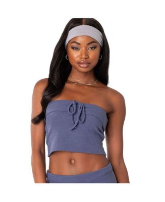 Women's Lizzy Foldover Waffle Tube Top - Macy's
