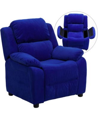 Deluxe Vinyl Padded Contemporary Kids Recliner With Storage Arms
