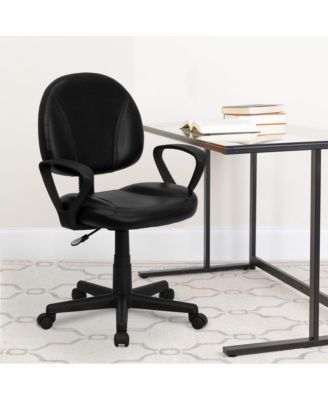 Mid-Back Leather Swivel Ergonomic Task Office Chair With Back Depth Adjustment And Arms