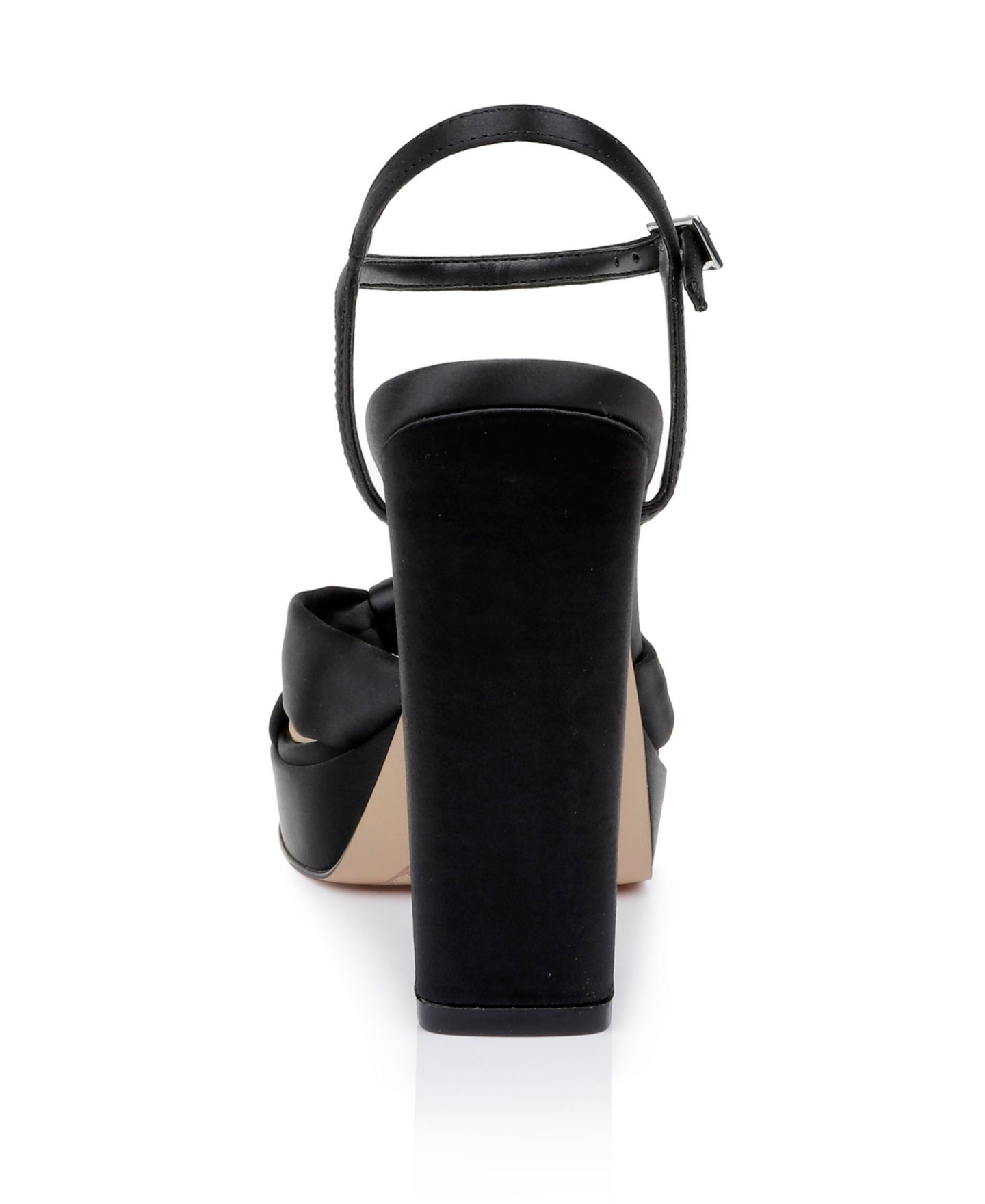 Женские сандалии Jewel Badgley Mischka Valencia Square Toe Evening Platform, цвет: Чёрный атласный — фото 3