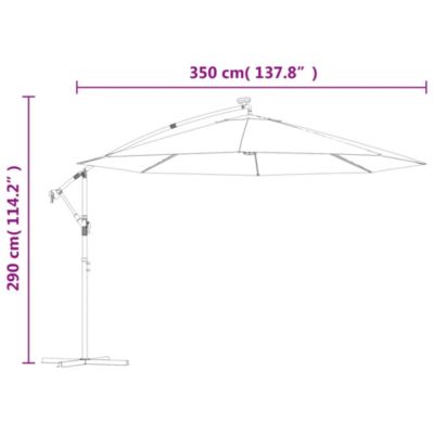 Cantilever Garden Parasol with LED Lights Black 137.8"