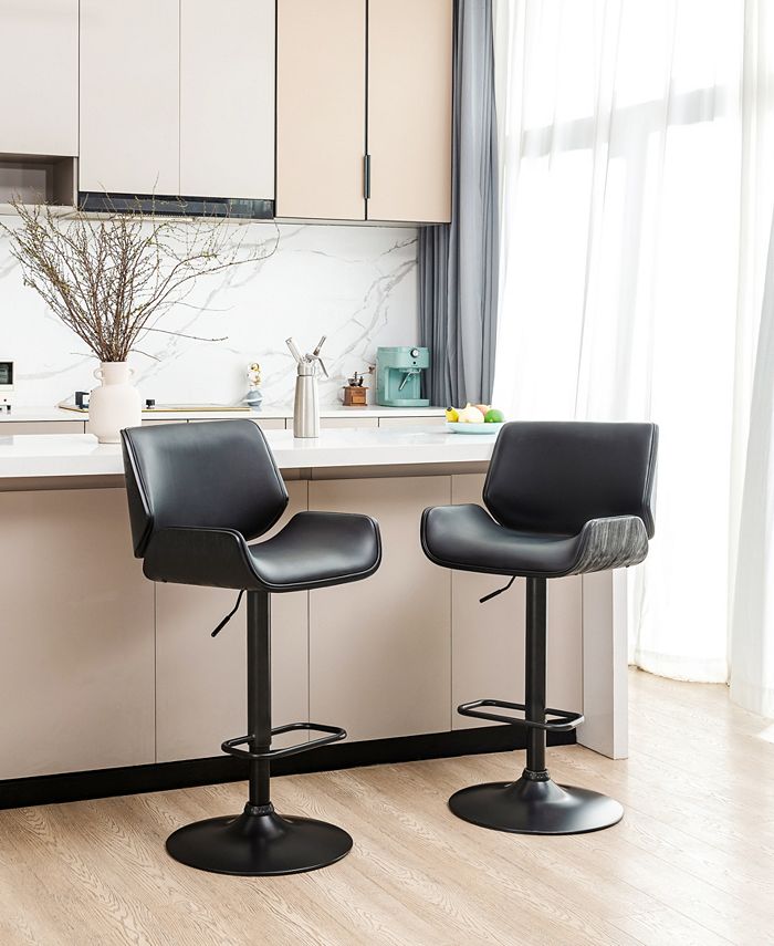 Glitzhome Set of 2 MidCentury Modern Adjustable Height Swivel Bar Stool Macy's