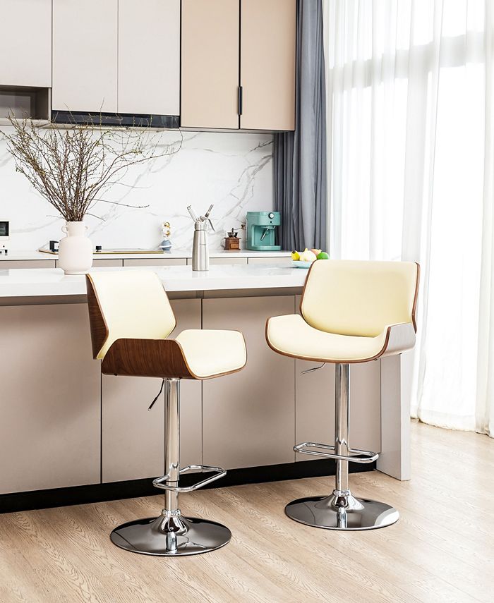 Glitzhome Set of 2 MidCentury Modern Adjustable Height Swivel Bar Stool Macy's