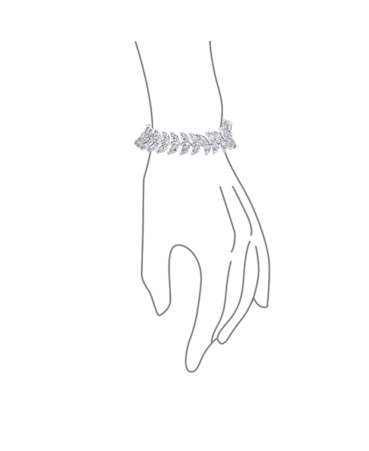 Bling Jewelry Cubic Zirconia 2 Row Marquise Shape Cz 40 Ctw Clear Wide Statement Leaf Tennis Bracelet For Women