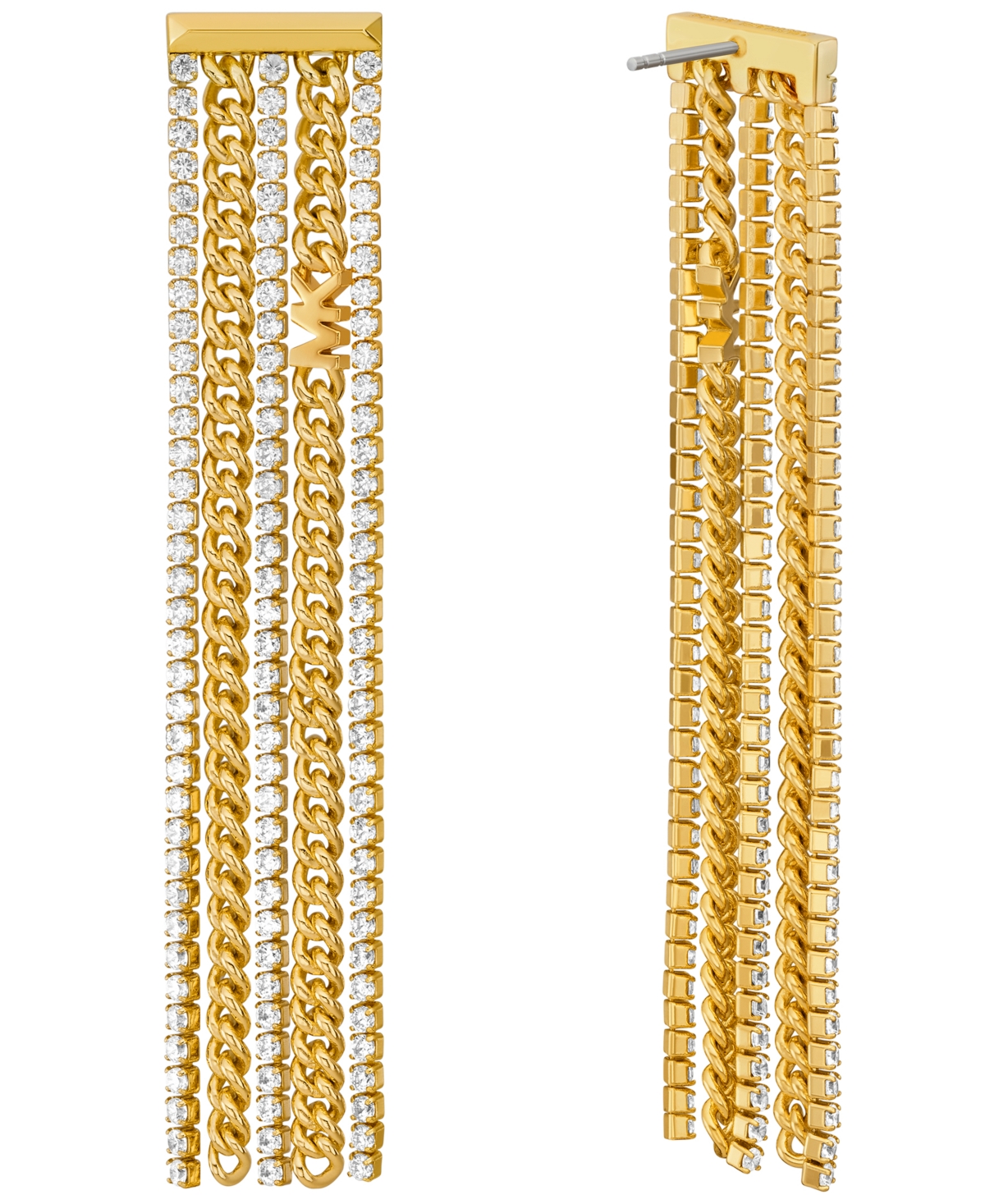 Shop Michael Kors Tennis Chain Drop Earrings In Gold