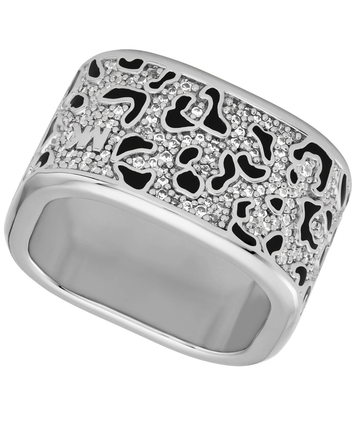 Shop Michael Kors Cheetah Print Band Ring In Silver
