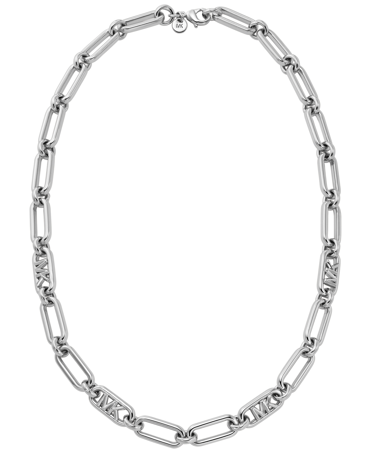 Michael Kors Plated Empire Link Chain Necklace In Silver