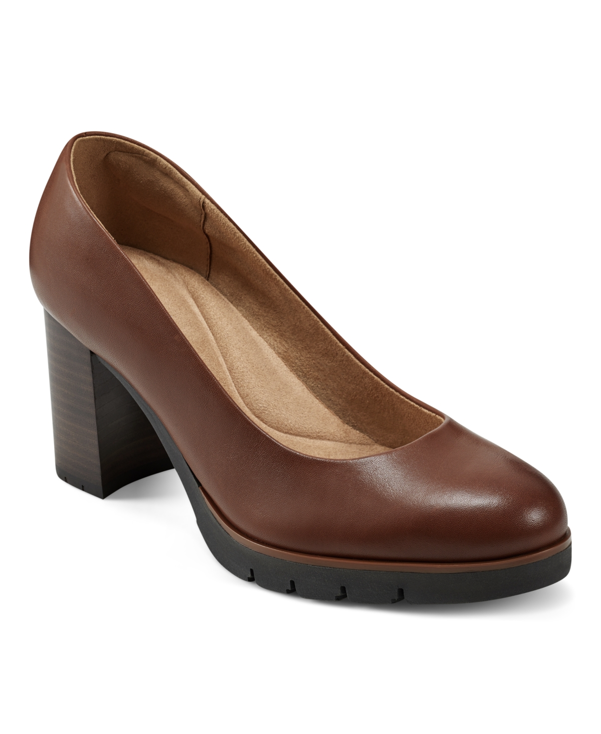 Women's Eflex Mckay Block Heel Slip-On Dress Pumps - Medium Brown Leather