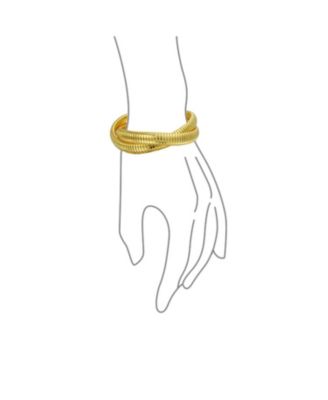 Omega Snake Cobra Wide Bangle Twisted Bracelet Set Gold Black Plated Steel