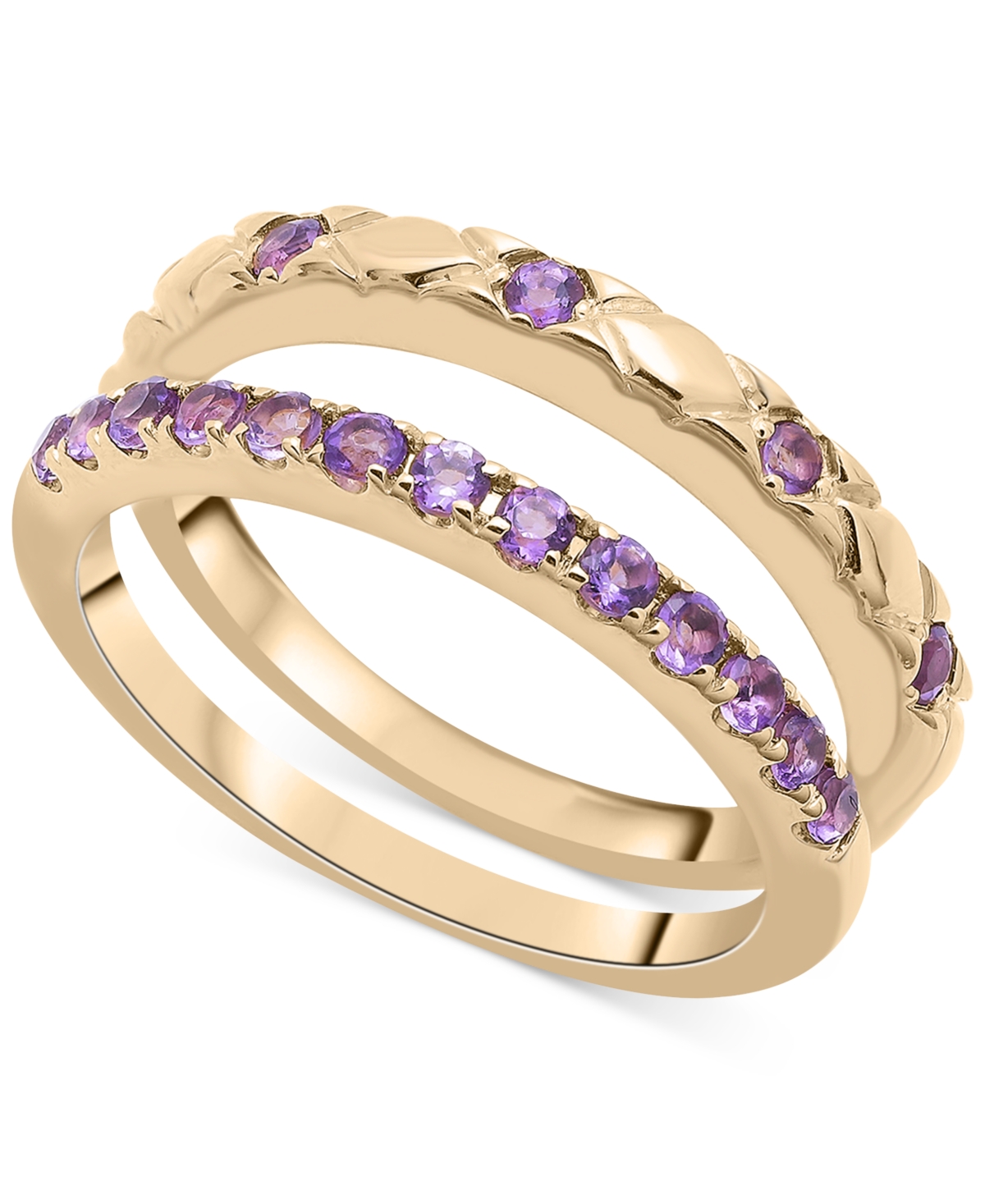 Macy's 2-pc. Set Amethyst Stack Rings (1/2 Ct. T.w.) In 14k Gold-plated Sterling Silver