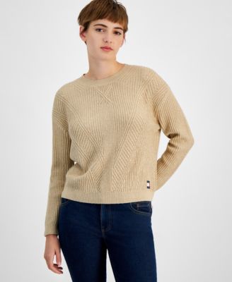 Women's Metallic-Knit Crewneck Sweater 