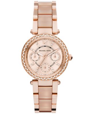 michael kors women's chronograph parker rose gold watch