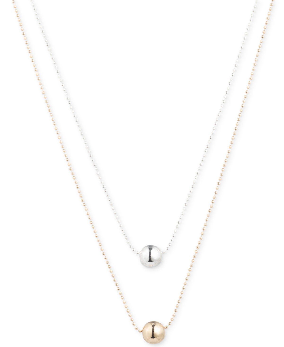 Lauren Ralph Lauren Two-tone Two-row Bead Pendant Necklace, 17" + 3" Extender In Gold
