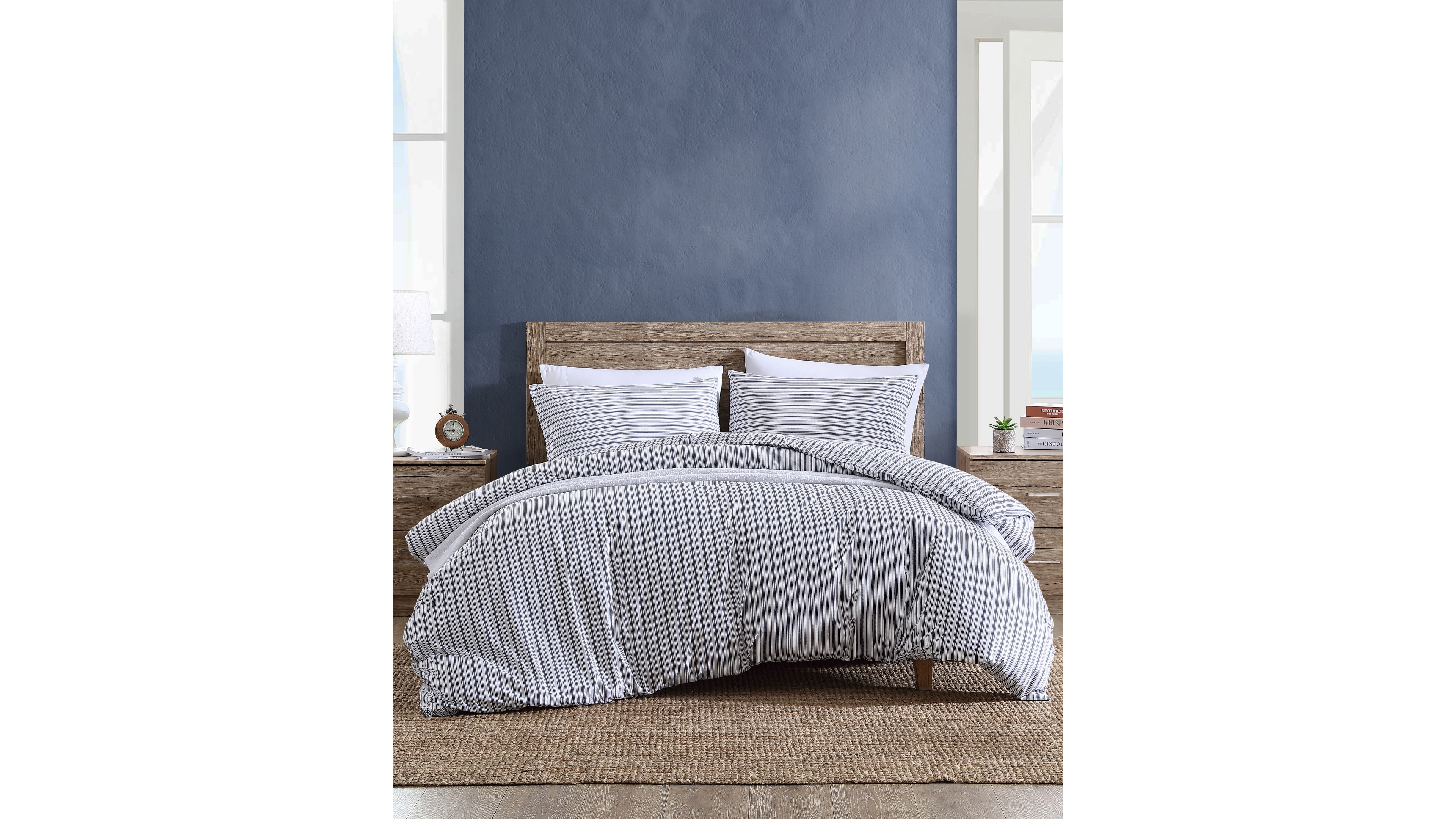 Nautica Coleridge Stripe Cotton Reversible Duvet Cover, King