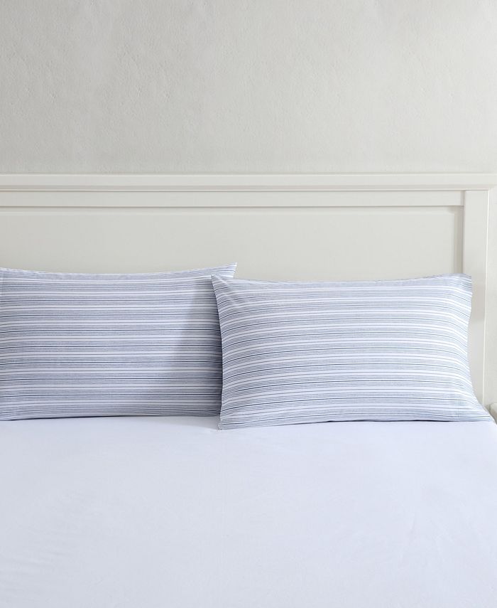 Nautica Beaux Stripe Cotton Percale Standard Pillowcase Pair Macy's