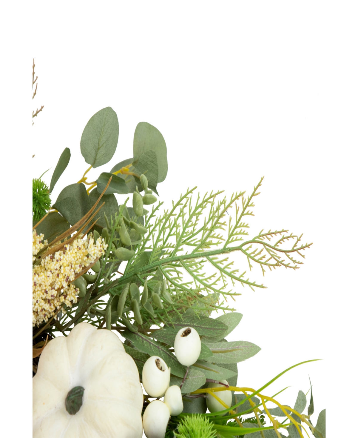 Peony and Pumpkin Artificial Fall Harvest Wreath Unlit