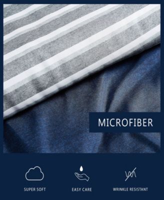 Heathered Block Reversible 3 Piece Comforter Set, Full/Queen