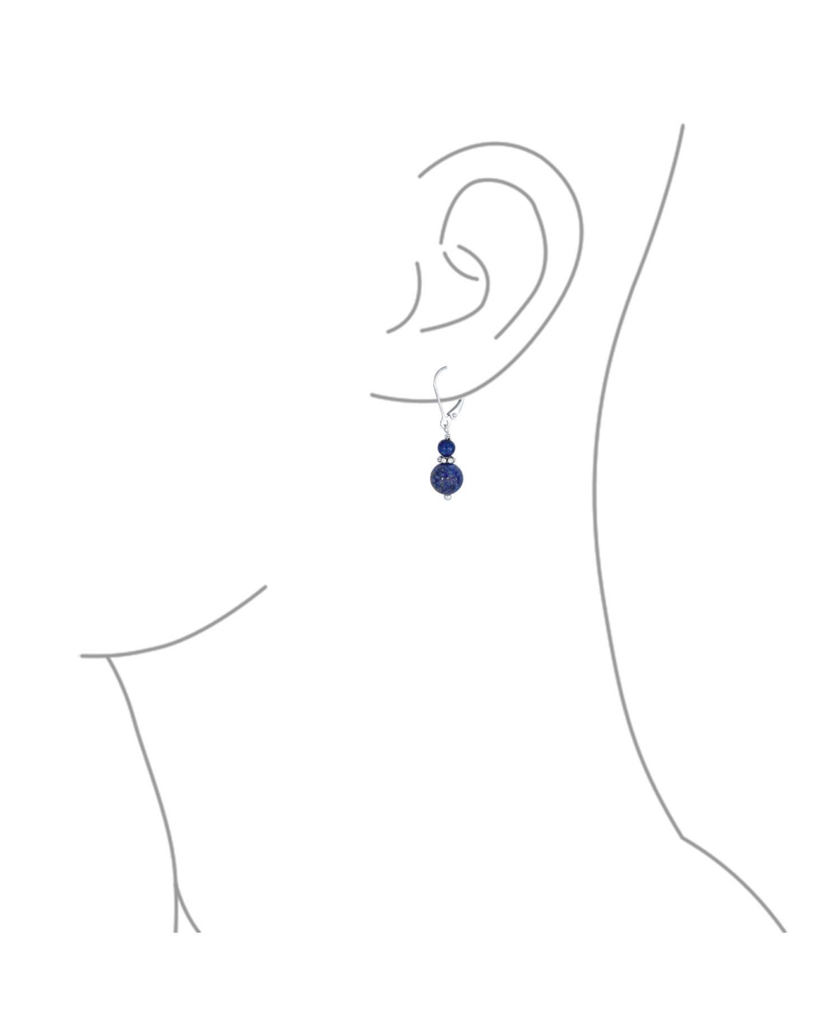 Bling Jewelry Blue Natural Lapis Lazuli Bali Milgrain Edged Beaded Rondel Separator Double Ball Round Drop Dangle Earrings Sterling Silver Lever back