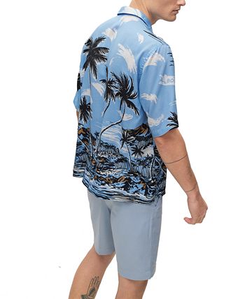 BOSS - Regular-fit shirt in Hawaiian-print twill