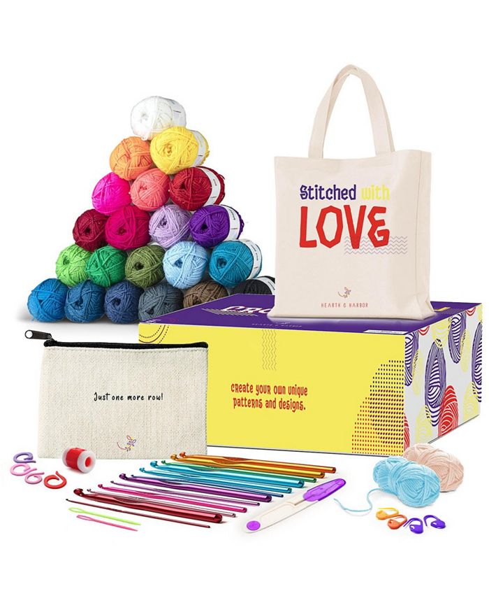 Hearth & Harbor Crochet Kit for Beginners Adults - Beginner Crochet Kit for Kids with Counting Crochet Hook Set Digital, Crochet Starter Kit for