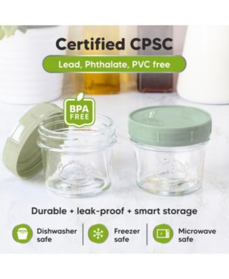 6pk Prep Baby Food Storage Containers, 4 oz Leak-Proof, BPA Free Glass Baby Food Jars for Feeding