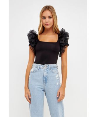 Women's Contrast Organza Top