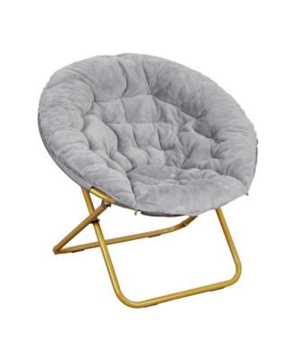 1 Count With Cozy Faux Fur Cushion And Metal Frame For Dorms, Bedrooms, Apartments And More - Ersa Oversize Folding Saucer Chair