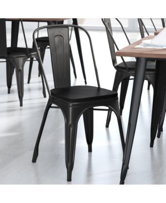 Perth Metal Stacking Dining Chairs With Poly Resin Seats For Indoor/Outdoor Use