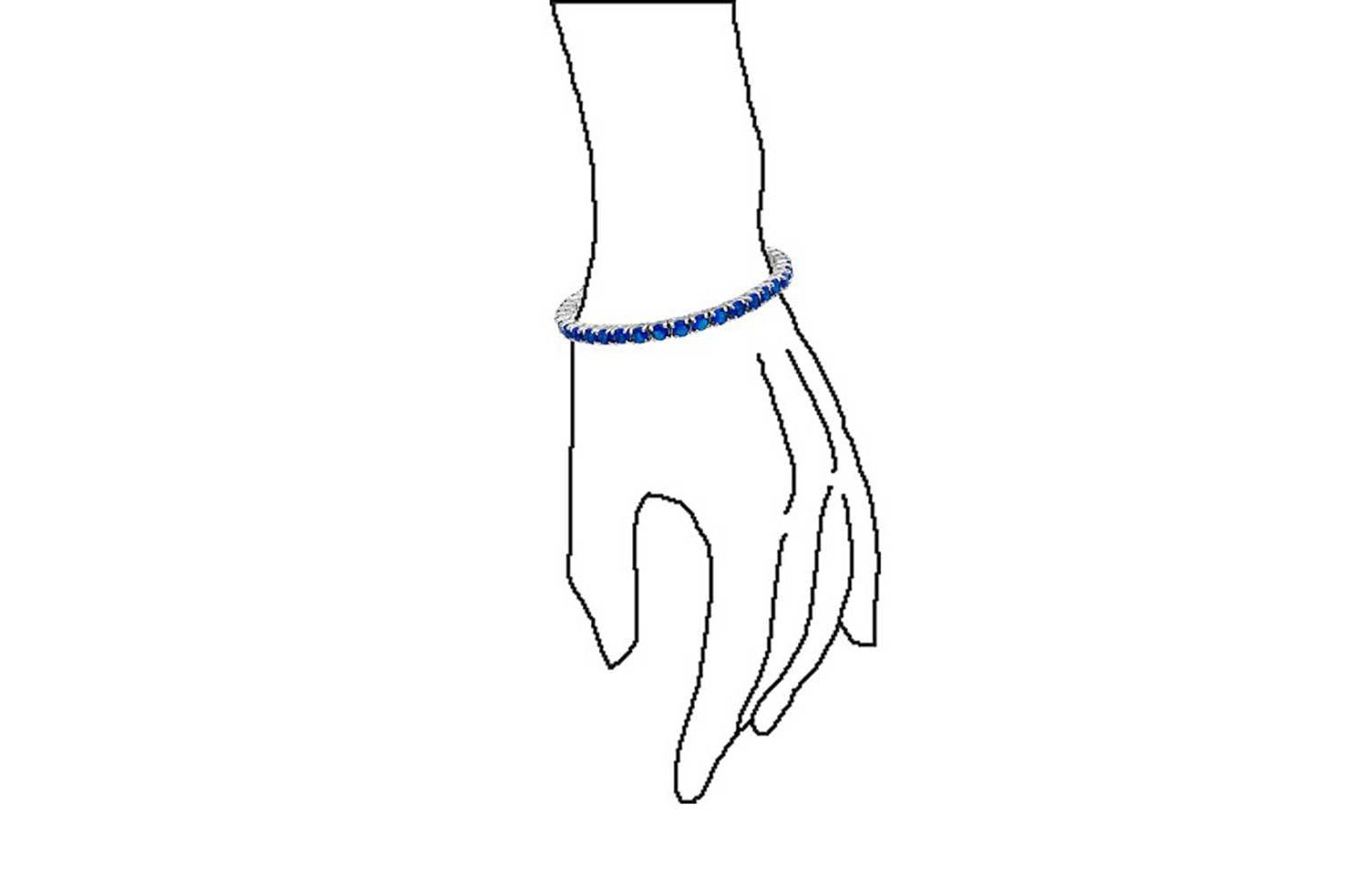 Classic 12CTW Round CZ Basket Set Blue Tennis Bracelet Silver Plated 7.5"