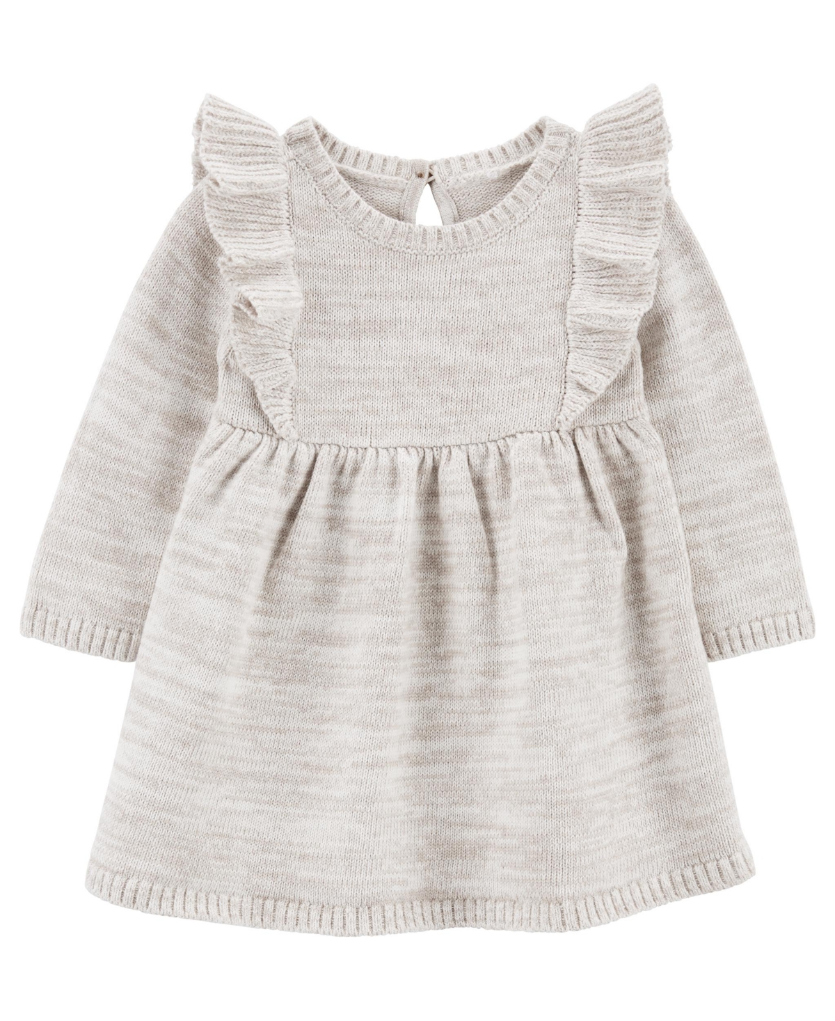 Carter's Baby Girls Long Sleeve Sweater Dress With Diaper Cover In Gray