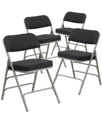 4 Pack Premium Curved Triple Braced & Hinged Fabric Upholstered Metal Folding Chair