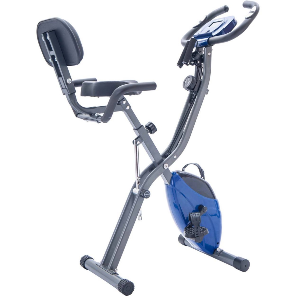 Folding Exercise Bike, Fitness Upright And Recumbent X-Bike With 10-Level Adjustable Resistance - Blue