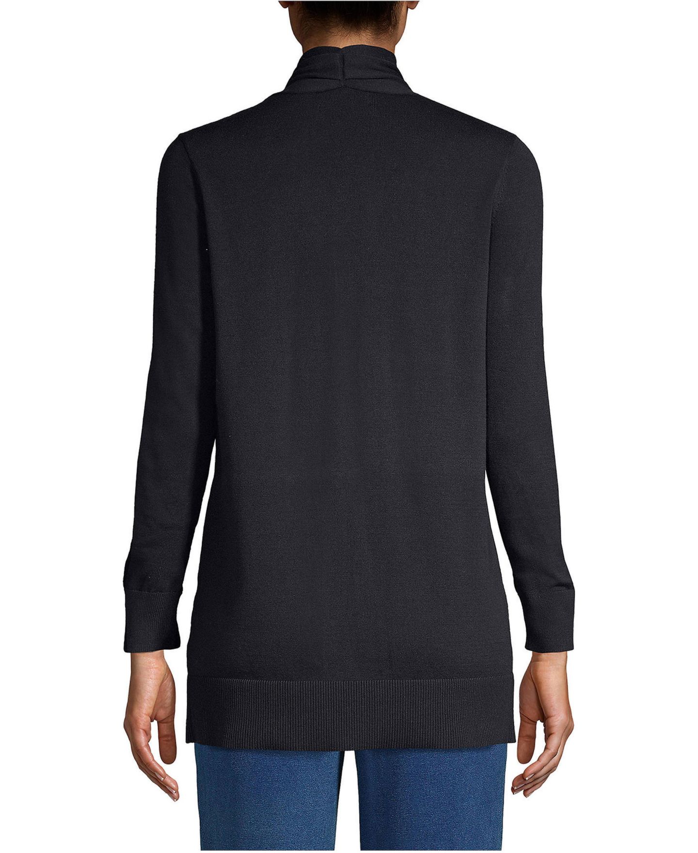 Женский кардиган Lands' End Long Sleeve Open Long Cardigan, цвет: Чёрный — фото 15