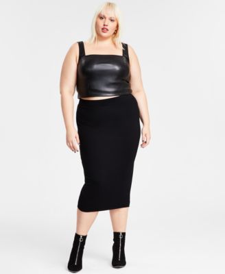 Bar III Trendy Plus Size Bodycon Jersey Midi Skirt, Created for Macy's ...