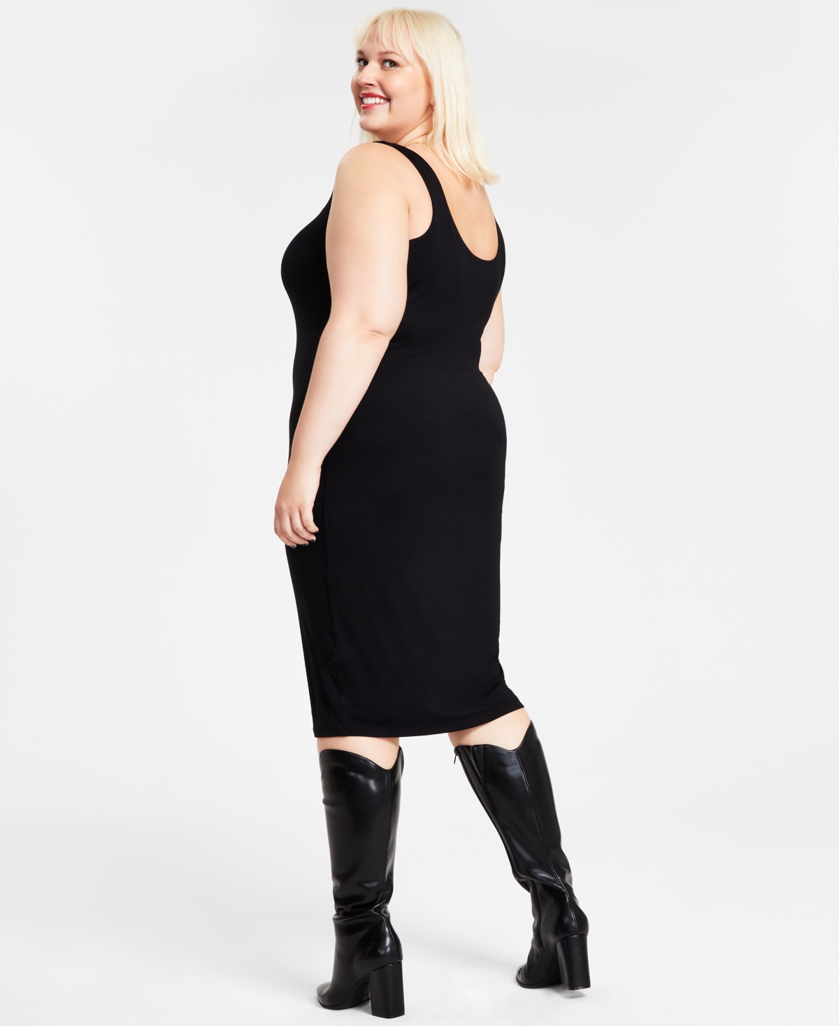 Bar Iii Trendy Plus Size Sleeveless Bodycon Midi Dress, Created for Macy's