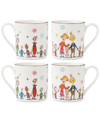 Merry Grinchmas Porcelain Mugs, Set Of 4