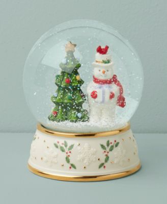 Happy Holly Days Snowman & Tree Snow Globe