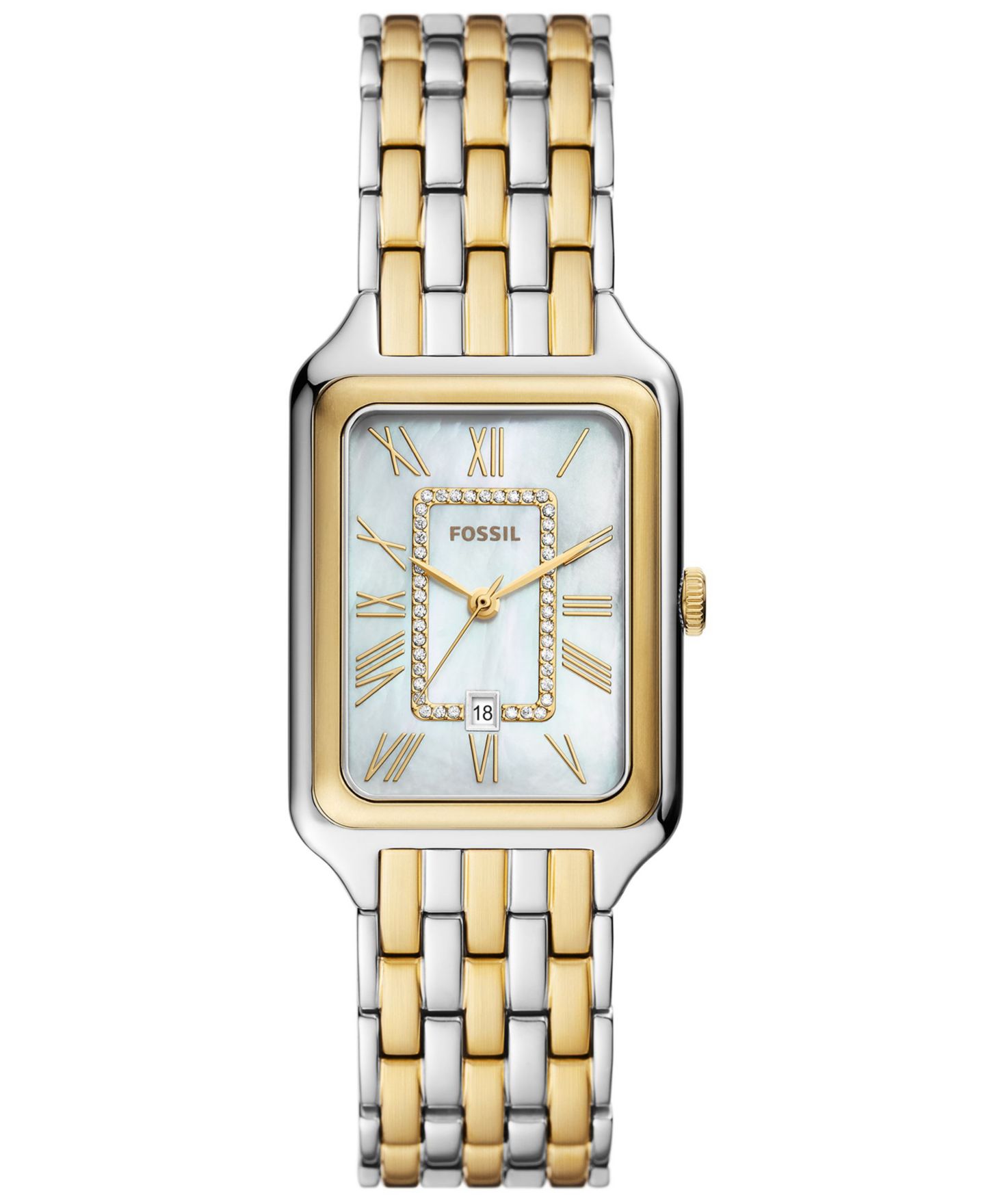 Женские часы Fossil Raquel Three-Hand Date Two-Tone Stainless Steel Watch, 26mm — фото 1